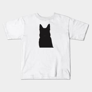 Silhouette of Black German Shepherd Kids T-Shirt